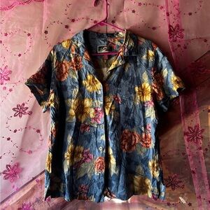 Vintage Floral Button-Up Women's Top